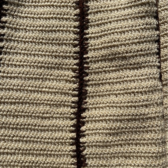 Women's Vintage Knit Weave Skirt Beige Checkered NO TAGS 60s 70s A-Line BOHO - Picture 12 of 12